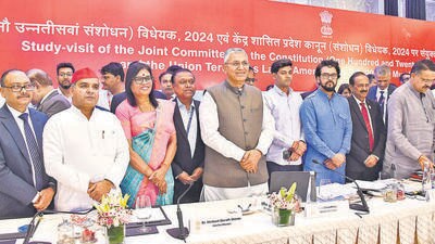 Mumbai, India - May 17, 2025: Members of the study-visit of the Joint Committee on the Constitution Bill pose for a photograph, at Taj Hotel Colaba in Mumbai, India, on Saturday, May 17, 2025. (Photo by Anshuman Poyrekar/ Hindustan Times) (Hindustan Times) Mumbai, India - May 17, 2025: Members of the study-visit of the Joint Committee on the Constitution Bill pose for a photograph, at Taj Hotel Colaba in Mumbai, India, on Saturday, May 17, 2025. (Photo by Anshuman Poyrekar/ Hindustan Times) (Hindustan Times)