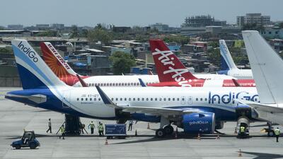 Mumbai, India - May 28, 2020: Planes parked at The Chatrapati Shivaji Maharaj International Airport. A media tour was conducted witness the preparedness at CSMIA post resuming its domestic air service operation in Mumbai, India, on Thursday, May 28, 2020. (Photo by Satyabrata Tripathy/Hindustan Times) (Satyabrata Tripathy/HT Photo) Mumbai, India - May 28, 2020: Planes parked at The Chatrapati Shivaji Maharaj International Airport. A media tour was conducted witness the preparedness at CSMIA post resuming its domestic air service operation in Mumbai, India, on Thursday, May 28, 2020. (Photo by Satyabrata Tripathy/Hindustan Times) (Satyabrata Tripathy/HT Photo)