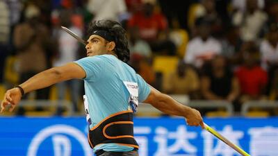 Neeraj Chopra competes in Doha Diamond League on Friday. (AFP) Neeraj Chopra competes in Doha Diamond League on Friday. (AFP)