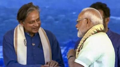 Prime Minister Narendra Modi and Congress MP Shashi Tharoor during the inauguration of the Vizhinjam International Seaport, in Thiruvananthapuram on May 2. (File Photo/ PMO) Prime Minister Narendra Modi and Congress MP Shashi Tharoor during the inauguration of the Vizhinjam International Seaport, in Thiruvananthapuram on May 2. (File Photo/ PMO)