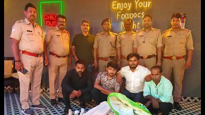 The four accused arrested during the excise department’s raid. (Sourced)