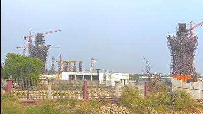 The under-construction Bharat Vandana Park in Dwarka in south-west Delhi on April 11. (Vipin Kumar/HT Photo)