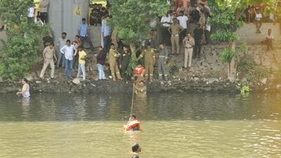 The water in the canal was shallow. But it was probably due to thick silt that Ankit could not move out. (Sakib Ali/HT Photo)