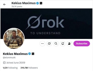Elon Musk's profile (X@elonmusk)