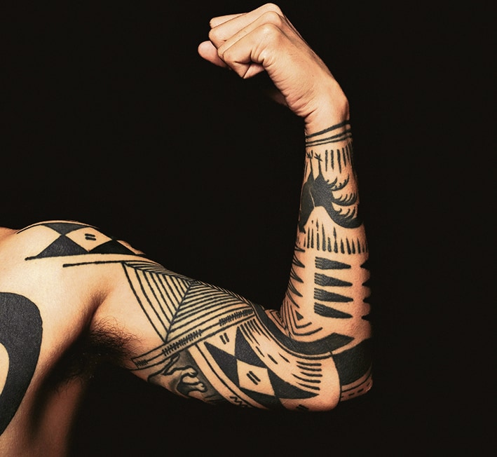 His efforts at documentation, and the tattoo patterns he has helped preserve, have drawn attention. They have been exhibited at the Humboldt Forum museum in Berlin and the Museum of Vancouver in Canada, among others (Headhunters’ Ink) His efforts at documentation, and the tattoo patterns he has helped preserve, have drawn attention. They have been exhibited at the Humboldt Forum museum in Berlin and the Museum of Vancouver in Canada, among others (Headhunters’ Ink)