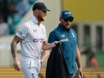England's Ben Stokes with coach Brendon McCullum 