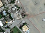 A satellite image shows a view of a damaged building at Nur Khan airbase following airstrikes in Rawalpindi, Pakistan, May 10, 2025