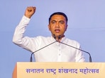 Goa chief minister Pramod Sawant addresses the Sanatan Rashtra Shankhnad Mahotsav. Goa chief minister Pramod Sawant addresses the Sanatan Rashtra Shankhnad Mahotsav.