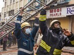 Firefighters carry out rescue and relief work after a fire broke out in a building near Gulzar Houz in the Old City area of Hyderabad in Telangana, Sunday, May 18, 2025. Firefighters carry out rescue and relief work after a fire broke out in a building near Gulzar Houz in the Old City area of Hyderabad in Telangana, Sunday, May 18, 2025.