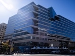 A view of the International Monetary Fund (IMF) headquarters building in Washington, DC.