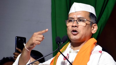 Congress MP Gaurav Gogoi denied allegations of involvement with Pakistan and questioned the mental stability of Assam CM Himanta Sarma. (Anuwar Hazarika ) Congress MP Gaurav Gogoi denied allegations of involvement with Pakistan and questioned the mental stability of Assam CM Himanta Sarma. (Anuwar Hazarika )