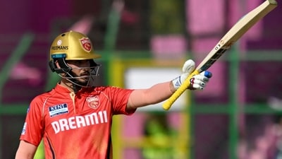 Nehal Wadhera blazed to a 37-ball 70, studded with five boundaries and as many sixes, and shared a 67-run fourth-wicket partnership with skipper Shreyas Iyer (30) to bail PBKS out. (AFP) Nehal Wadhera blazed to a 37-ball 70, studded with five boundaries and as many sixes, and shared a 67-run fourth-wicket partnership with skipper Shreyas Iyer (30) to bail PBKS out. (AFP)