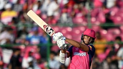  Yashasvi Jaiswal smashed a half-century off 24 balls, but he was dismissed right after that, and the momentum shifted away. (AFP) Yashasvi Jaiswal smashed a half-century off 24 balls, but he was dismissed right after that, and the momentum shifted away. (AFP)