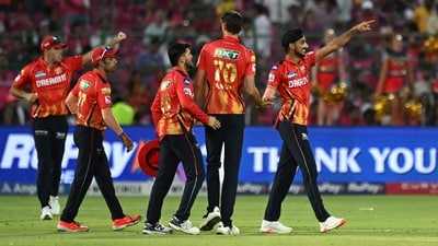 Punjab Kings edged closer to an IPL playoff berth with a 10-run win over Rajasthan Royals on Sunday in Jaipur. (AFP) Punjab Kings edged closer to an IPL playoff berth with a 10-run win over Rajasthan Royals on Sunday in Jaipur. (AFP)