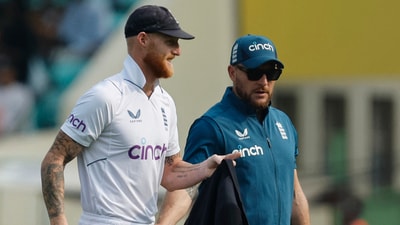 England's Ben Stokes with coach Brendon McCullum (REUTERS)