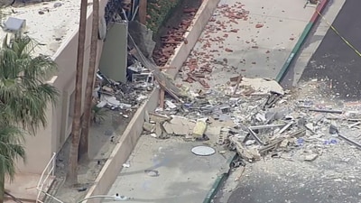 Debris covers the ground after an explosion on Saturday, May 17, 2025 in Palm Springs, Calif. (ABC7 Los Angeles via AP) (AP) Debris covers the ground after an explosion on Saturday, May 17, 2025 in Palm Springs, Calif. (ABC7 Los Angeles via AP) (AP)