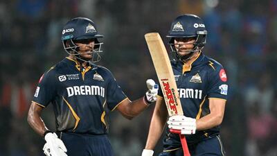 Gujarat Titans skipper Shubman Gill (93*) and Sai Sudharsan (108*) during their unbroken 205-run stand that secured a 10-wicket win over Delhi Capitals in New Delhi on Sunday. (AFP) Gujarat Titans skipper Shubman Gill (93*) and Sai Sudharsan (108*) during their unbroken 205-run stand that secured a 10-wicket win over Delhi Capitals in New Delhi on Sunday. (AFP)