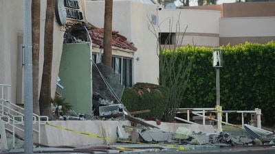 Damage to a building is seen after an explosion in Palm Springs, Calif., on Saturday, May 17, 2025.AP/PTI(AP05_18_2025_000026B) (AP) Damage to a building is seen after an explosion in Palm Springs, Calif., on Saturday, May 17, 2025.AP/PTI(AP05_18_2025_000026B) (AP)