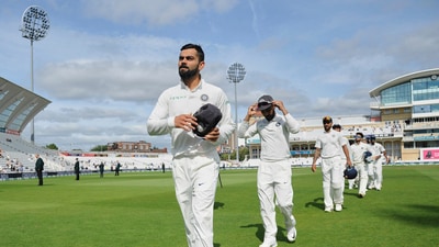 Virat Kohli leads the Indian team off the field after a victory at Trent Bridge in Nottingham. (AP) Virat Kohli leads the Indian team off the field after a victory at Trent Bridge in Nottingham. (AP)