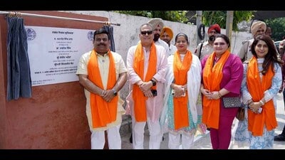 Rajya Sabha member Sanjeev Arora during the inauguration of road projects in West constituency in Ludhiana on Sunday. (HT Photo) Rajya Sabha member Sanjeev Arora during the inauguration of road projects in West constituency in Ludhiana on Sunday. (HT Photo)