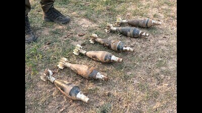 Shells were found in border areas of Jhullas, Salotri, Dharati and Salani villages. (ANI) Shells were found in border areas of Jhullas, Salotri, Dharati and Salani villages. (ANI)