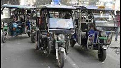 The e-rickshaws were purchased at a cost of ₹9.36 crore, with an additional ₹10 lakh spent on GPS installations. (HT File) The e-rickshaws were purchased at a cost of ₹9.36 crore, with an additional ₹10 lakh spent on GPS installations. (HT File)