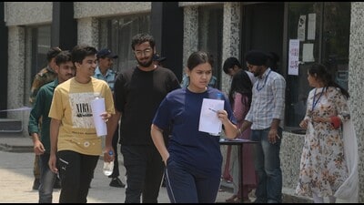 The exam was conducted at five designated places across Chandigarh, Mohali, Panchkula, with around 3,000 students appearing for it. (Sanjeev Sharma/HT) The exam was conducted at five designated places across Chandigarh, Mohali, Panchkula, with around 3,000 students appearing for it. (Sanjeev Sharma/HT)