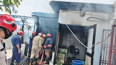 The fire gutted the second, third and fourth floors of the five-storey building in Old Rajendra Nagar. (Delhi Fire Service) The fire gutted the second, third and fourth floors of the five-storey building in Old Rajendra Nagar. (Delhi Fire Service)