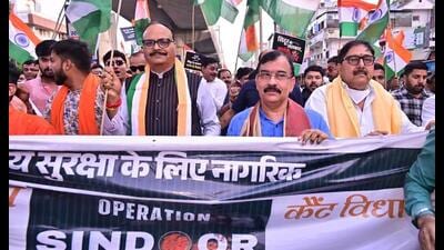 Uttar Pradesh deputy CM Brajesh Pathak led the yatra from Sant Nirankari Ashram in Cantt assembly area in Lucknow. (Sourced) Uttar Pradesh deputy CM Brajesh Pathak led the yatra from Sant Nirankari Ashram in Cantt assembly area in Lucknow. (Sourced)