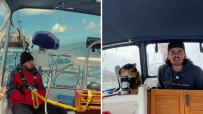 Oliver Widger wuit his job to sail across the Pacific Ocean with his cat. (Instagram/sailing_with_phoenix) Oliver Widger wuit his job to sail across the Pacific Ocean with his cat. (Instagram/sailing_with_phoenix)