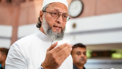 AIMIM chief Asaduddin Owaisi talks to the media as he leaves after attending an all-party meeting over Operation Sindoor, in Delhi, Thursday. (PTI) AIMIM chief Asaduddin Owaisi talks to the media as he leaves after attending an all-party meeting over Operation Sindoor, in Delhi, Thursday. (PTI)