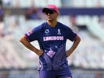Rahul Dravid watches on in an RR training session in IPL 2025.