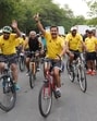 Participants during the CGST Chandigarh, Panchkula during cyclothons on Sunday. (HT Photo) Participants during the CGST Chandigarh, Panchkula during cyclothons on Sunday. (HT Photo)