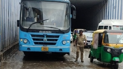Overnight Bengaluru rains flood roads across the city, creating massive traffic chaos in several roads. Overnight Bengaluru rains flood roads across the city, creating massive traffic chaos in several roads.