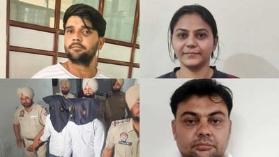 (From top left) Mohammad Tarif from Haryana's Nuh, YouTuber from Haryana Jyoti Malhotra, Two more youth from Punjab and Shahzad from UP's Rampur. All the accused are suspected to be passing sensitive information to Pakistani Intelligence Operatives (PIOs) and a detailed probe is underway into their financial transactions and digital trail of their electronic devices. (PTI/ANI)