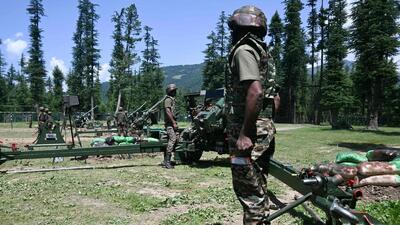 Indian army personnel near the Line of Control (LoC) in Kashmir on Monday. (AFP) Indian army personnel near the Line of Control (LoC) in Kashmir on Monday. (AFP)