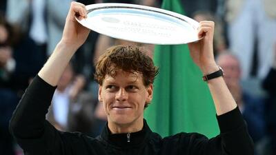 Italy's Jannik Sinner shows his finalist trophy at the end of his men's singles final match against Spain's Carlos Alcaraz for the ATP Rome Open tennis tournament at Foro Italico in Rome on May 18, 2025. (Photo by Tiziana FABI / AFP) (AFP) Italy's Jannik Sinner shows his finalist trophy at the end of his men's singles final match against Spain's Carlos Alcaraz for the ATP Rome Open tennis tournament at Foro Italico in Rome on May 18, 2025. (Photo by Tiziana FABI / AFP) (AFP)