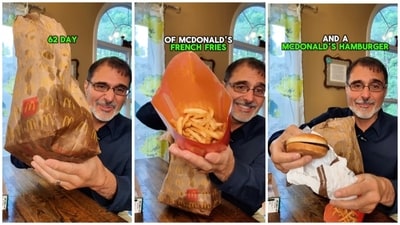 Dr Robert G DeBease shared a video documenting his fast food order, which did not 'rot' even after 2 months. (Instagram/ Dr Robert G DeBease) Dr Robert G DeBease shared a video documenting his fast food order, which did not 'rot' even after 2 months. (Instagram/ Dr Robert G DeBease)