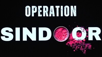 A digital screen displays 'OPERATION SINDOOR' during a press briefing by India's Foreign Secretary Vikram Misri, in New Delhi on May 7, 2025. (AFP) A digital screen displays 'OPERATION SINDOOR' during a press briefing by India's Foreign Secretary Vikram Misri, in New Delhi on May 7, 2025. (AFP)