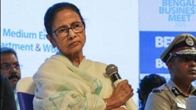 West Bengal chief minister Mamata Banerjee during the North Bengal Business Meet 2025 at Dinabandhu Mancha in Siliguri, West Bengal. (@AITCofficial/PTI) West Bengal chief minister Mamata Banerjee during the North Bengal Business Meet 2025 at Dinabandhu Mancha in Siliguri, West Bengal. (@AITCofficial/PTI)