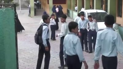 Visuals from Rajouri show students going back to their schools and people returning to their daily lives. (Screengrab/X/@ANI) Visuals from Rajouri show students going back to their schools and people returning to their daily lives. (Screengrab/X/@ANI)