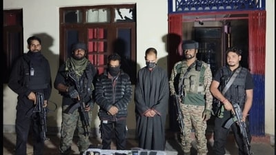 Some incriminating materials has ben recovered from the possession of the arrested terror suspects, said Shopian police. (X/@ShopianPolice) Some incriminating materials has ben recovered from the possession of the arrested terror suspects, said Shopian police. (X/@ShopianPolice)