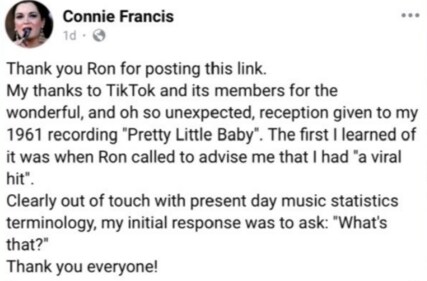 Connie Francis' statement Connie Francis' statement