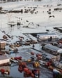 A drone view shows flooding caused by heavy rains, in Campana, Buenos Aires, Argentina, on Sunday. (REUTERS)