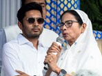 TMC national general secretary Abhishek Banerjee (L) with Mamata Banerjee. TMC national general secretary Abhishek Banerjee (L) with Mamata Banerjee.