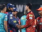 Abhishek Sharma and Digvesh Rathi talk it out after their on-field altercation earlier in the day.