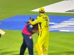 Vaibhav Suryavanshi touching MS Dhoni's feet Vaibhav Suryavanshi touching MS Dhoni's feet