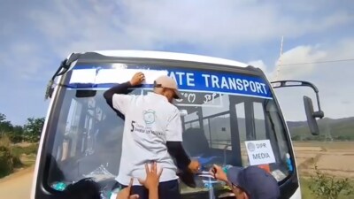 A bus with a media sticker on it in Manipur. (Sourced photo) A bus with a media sticker on it in Manipur. (Sourced photo)