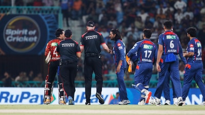 Sunrisers Hyderabad's Abhishek Sharma gets into a heated moment with Lucknow Super Giants' Digvesh Singh Rathi during IPL 2025 match in Lucknow (Surjeet Yadav) Sunrisers Hyderabad's Abhishek Sharma gets into a heated moment with Lucknow Super Giants' Digvesh Singh Rathi during IPL 2025 match in Lucknow (Surjeet Yadav)