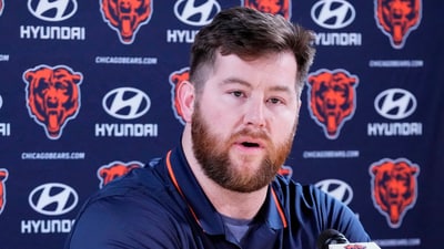 FILE - Chicago Bears football guard Joe Thuney talks to media during a news conference at Halas Hall in Lake Forest, Ill., Wednesday, March 12, 2025. (AP Photo/Nam Y. Huh) (AP) FILE - Chicago Bears football guard Joe Thuney talks to media during a news conference at Halas Hall in Lake Forest, Ill., Wednesday, March 12, 2025. (AP Photo/Nam Y. Huh) (AP)